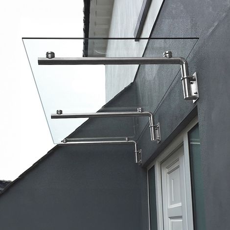 Toldo de Cristal y Acero Inoxidable para Puertas Externas  180cm x 80cm  PERNOS GRATIS  Marquesina Puerta Exterior  Cubierta para Puerta Exterior (1/5)