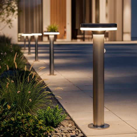 LED-Bodenstehleuchte Solar Aussen 6W 45cm mit Bewegungsmelder Helios Inox 3000K Warmweiß