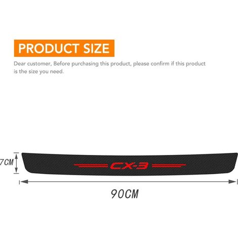 (1 pièce pour coffre) Seuil de porte de voiture avec autocollant de protection en fibre de carbone et cuir pour Mazda CX3,logo,protection anti-rayures pour pare-chocs et coffre (1/3)