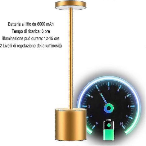 Lampe de table sans fil - Lampe à batterie rechargeable avec 2 niveaux de luminosité
