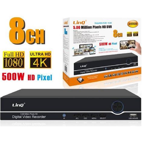 Linq - Dvr Digital Video Recorder 8 Canali Ahd Full Hd 1080p 4k 500w H.265/h.264 Ahd5008 -
