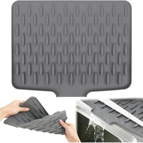Tapis de vaisselle en silicone, antidérapant et résistant à la chaleur, pour égouttoir de cuisine (1/5)