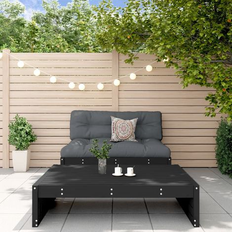 2-tlg. Garten-Lounge-Set mit Kissen Schwarz Massivholz vidaXL (1/5)