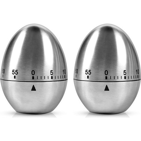 Set di timer da cucina, timer meccanico per cucinare e cuocere al forno, in acciaio inossidabile, 2 pezzi, argento. (1/5)