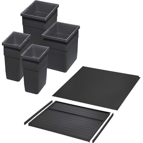 Ninka Abfalltrennsystem eins2vier KB 600 mm (2 x 6L / 2 x 13,5L) dunkelgrau für Seitenstärke 16 mm (1/5)