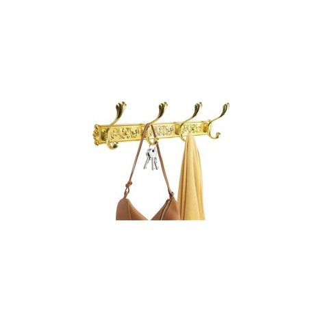 1 dekorativer, goldfarbener Vintage-Wandgarderobenständer mit 4 Haken, antiker Handtuchhalter, dicker Haken aus massivem Aluminium für Badezimmer, Wohnzimmer, Schlafzimmer, Eingangsbereich (1/5)