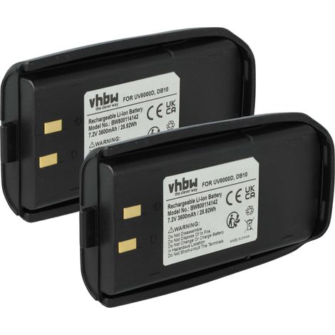 vhbw 2x Akku Ersatz für UV8000D, DB10 für Funkgerät, Walkie Talkie (3600 mAh, 7,2 V, Li-Ion) (1/4)