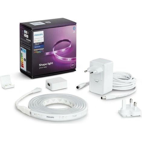 Philips – Ruban LED Hue Lightstrip 2m – Couleur blanche et RGB – Alimentation 24V – Indice de protection IP20 – Pour intérieur