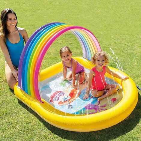 TRADE SHOP - Piscina Gonfiabile Baby 2+anni Arcobaleno 147x130x86cm Con Spruzzi Parasole 57156 - (1/5)