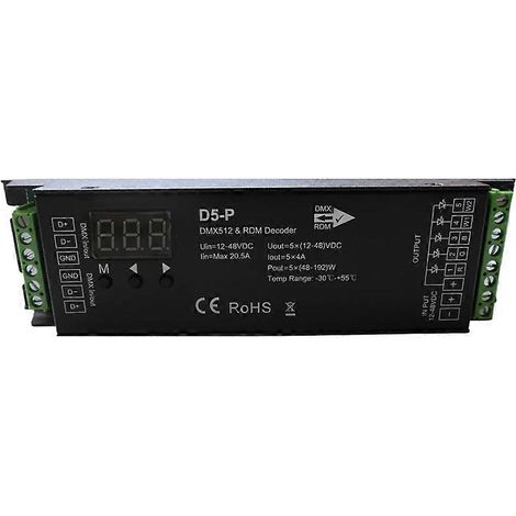 5-Kanal-DMX-Decoder mit RDM-Digitalanzeige, DMX512-Dimmer, RGBCCT-PWM-LED-Controller, LED-Beleuchtungsmodul (1/5)