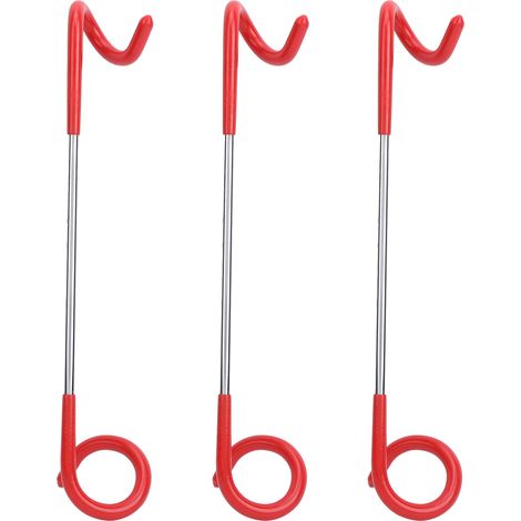Crochet Double Usage en S pour Tente de Camping, Lampe à Vapeur Multifonction, 3 Pièces Rouge