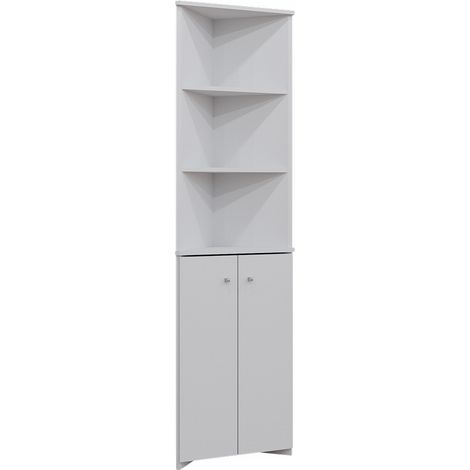 Badschrank Fynn, Weiß, 51.5 x 175 cm Eckschrank mit 2 Türen, Vicco (1/5)