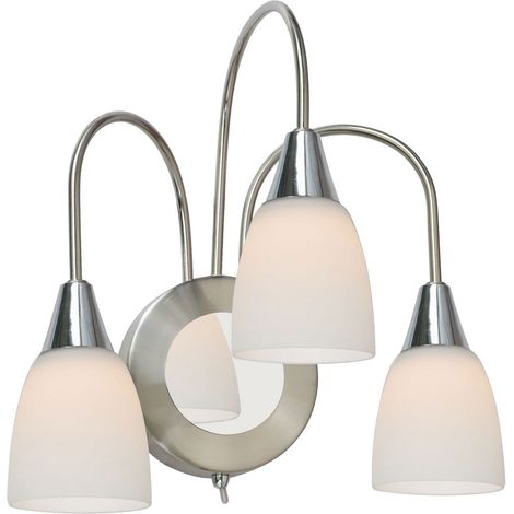 Applique 3 fiamme lampada da parete in vetro opalino LED da soggiorno, 3x5 Watt 3x 420lm bianco caldo, H 31,5 cm,Wofi 4453.03.54.0000