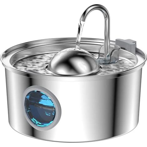 Fontaine à eau pour chat inox 3,2L — robinet attractif, fenêtre niveau, multi-filtration (1/5)