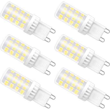 Nicht dimmbare G9-LED-Lampe, 4 W (entspricht 40 W Halogenlampe), kaltweiß (6000 K), 480 Lumen, 220 V, 360° Abstrahlwinkel, 51 SMD-LEDs (Typ 2835), 6er-Pack