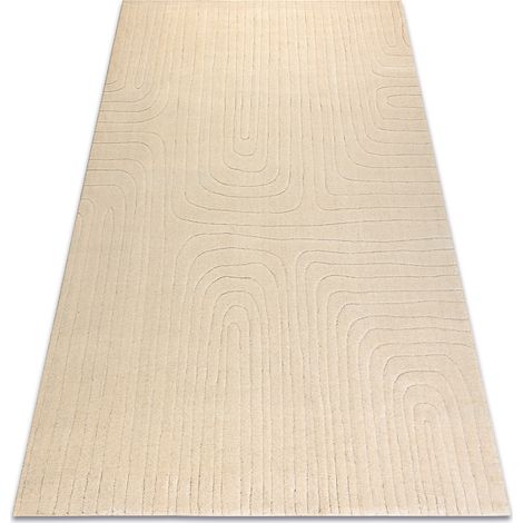 Tappeto in lana TEXTURA 488.05.LA100 OSTA - Linee, geometrica strutturale crema beige 200x300 cm