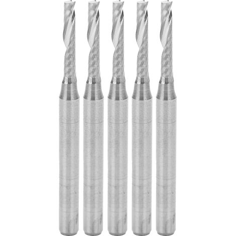 Jeu de 5 Fraises CNC à 1 Cannelure 3.175mm - en Acier au Tungstène, Tige 3.175x2x12x38mm