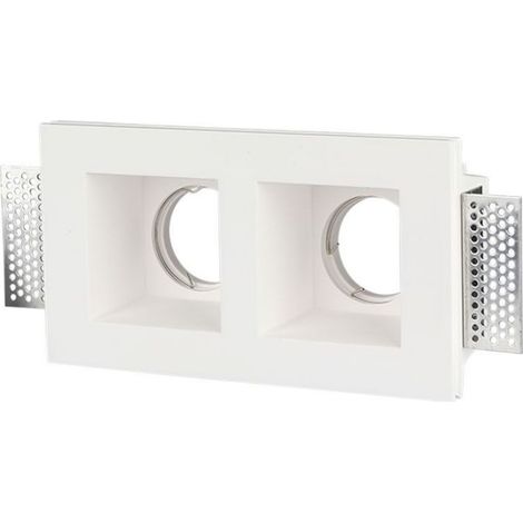 V-TAC Rechteckiger Doppel-LED-Einbaustrahlerhalter 2GU10 Weißer Gipskörper