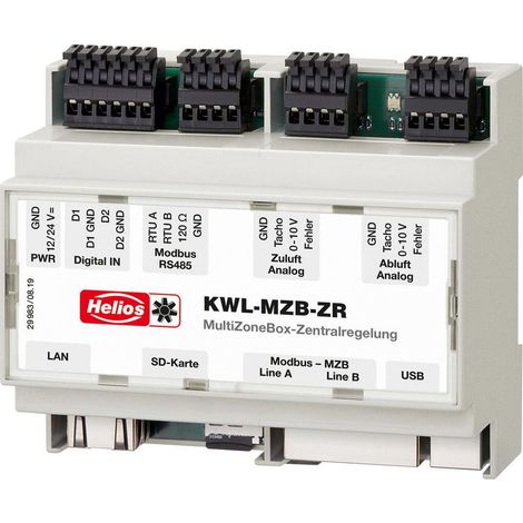 Helios KWL-MZB-ZR MultiZoneBox Zentralregelung, Anschluss bis zu 255 MZB