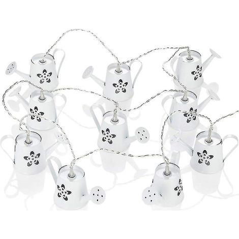 Guirlande lumineuse féérique à piles en forme d'arrosoir, décoration de Noël, guirlande lumineuse métallique blanche de 165 cm avec 10 LED pour fêtes, jardin, vacances (1 setwa (1/3)