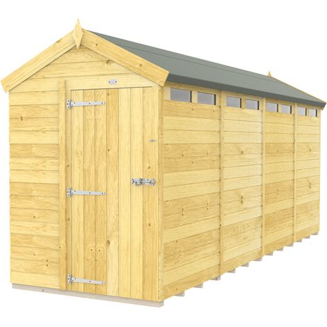 5 x 16 Feet Apex Security Shed - Single Door - Wood - L472 x W147 x H217 cm