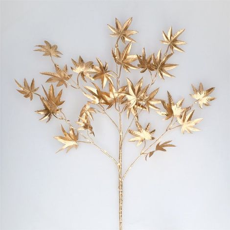 Branche décorative LED de feuilles d'érable dorées 0,70M lumière chaude (1/5)