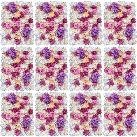 12 pcs fleurs artificielles pour mur de fleurs artificielles, panneau décoratif en soie pour jardin, mariage, toile de fond photo (1/5)