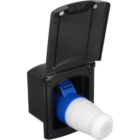 Entatial Alimentation Externe pour Camping-Car, boîtier de Prise de Courant Port 32A 220V‑250V Montage intégré Étanche Performance Stable pour Les campeurs Remorque Caravane(Le Noir), default (1/4)