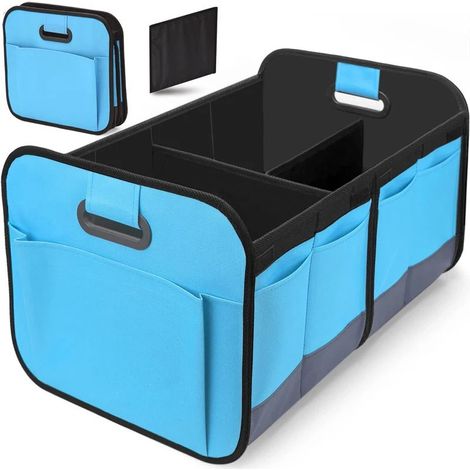 Auto-Aufbewahrungsbox, Kofferraum-Aufbewahrungsbox, Aufbewahrungsbox aus Oxford-Gewebe, großes Fassungsvermögen, faltbar, himmelblau.