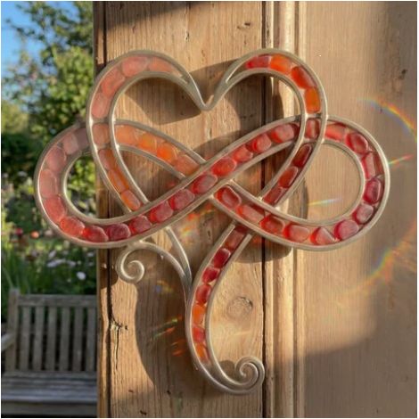 Infinity Heart Sea Glass Decor 20cm Heart-shaped Glass Ornament - Heart Pendant - C