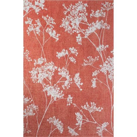 Tapis intérieur extérieur rouge motif floral antidérapant - 80 x 150 cm (1/5)