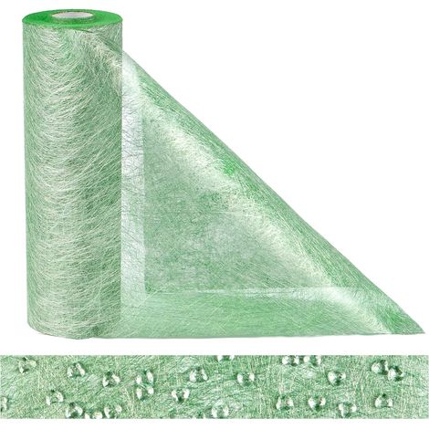 1 Rouleau Chemin De Table, 30m Non Tissé Vert, 150 Strass Coeur, Décoration Mariage Fête