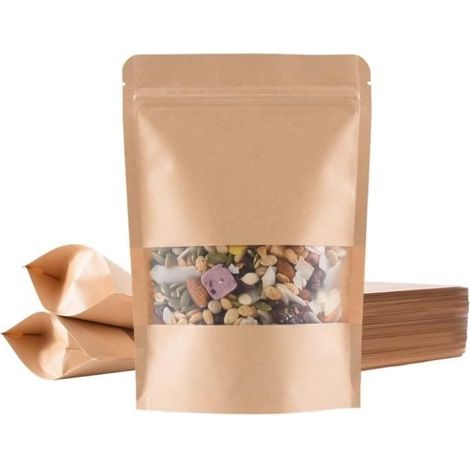 Sac Papier Kraft - Non spécifié - 100 pcs - 14x20 cm - Fenêtre Givrée - Résistant à l'Humidité (1/4)
