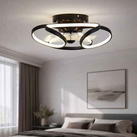 Ventilateur de plafond invisible avec lumière LED, moteur silencieux en cuivre, télécommande, 6 vitesses, minuterie, diamètre 50cm (1/4)
