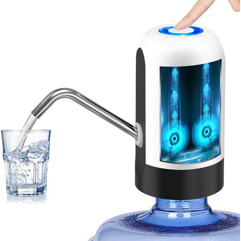 Pompe à eau pour bouteille de 5 gallons, distributeur d'eau rechargeable par USB, pompe à eau automatique (blanche) (1/5)