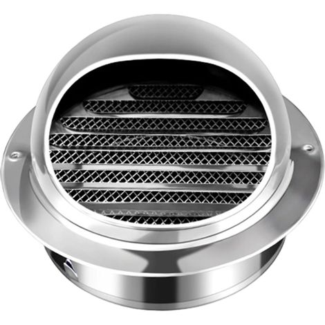 Grille de ventilation en acier inoxydable, grille dôme avec moustiquaire, pour ouverture de diamètre 200 mm, argent (1/5)
