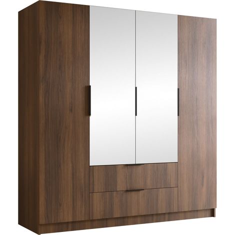 Armario Closico Cadron II, Nogal, 216x200x60cm, Puertas de armario: Con bisagras, Número de estantes: 0