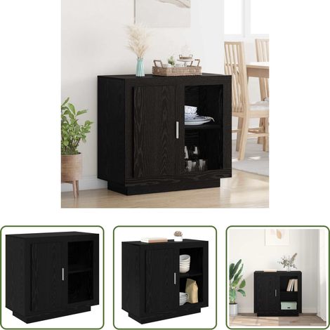 Holzwerkstoff - Sideboard Schwarz Eichen-Optik 80 x 40 x 75 cm Holzwerkstoff (1/5)