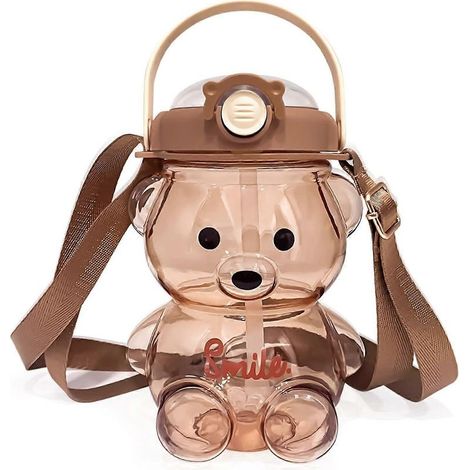 Gourde avec paille et bandoulière, gourde mignonne pour enfants, gobelet portable anti-fuite sans BPA pour le sport, les pique-niques et la randonnée, 1000 ml (1/5)