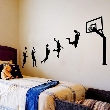 Wall Sticker, Throwing Basketball Wall Sticker As Wall Decor For Bedroom Living Room Kids Room, DIY Art Wall Decor Wall Decals, 123Ṫ203cm (1/5)