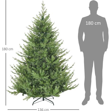 Sapin de Noël artificiel, aspect réaliste, montage rapide, plastique, vert, 136 x 136 x 180 cm (1/5)