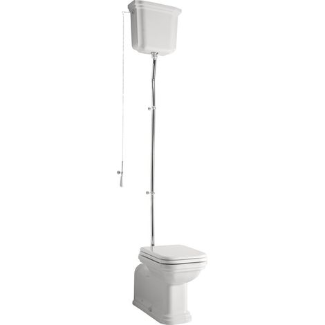 WALDORF Cuvette WC avec réservoir d'eau, S-Trap/P-Trap, blanc-chrome