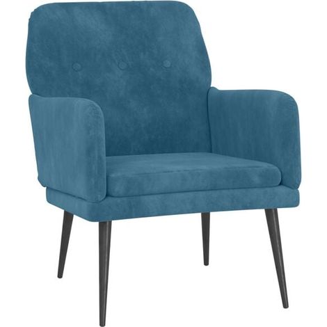 Fauteuil bleu, 62x79x79 cm, velours. (1/5)