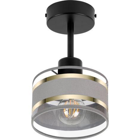 Plafoniera nera con paralume, in metallo industriale, 1xE27, illuminazione LED moderna per soggiorno, cucina, camera da letto, cameretta dei bambini, loft (1/5)
