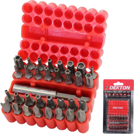 Dekton 33pc Security Screwdriver Bit Set Hex Tamper Proof Spanner Torx Star Key (1/4)
