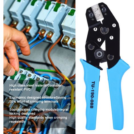 Pince à sertir à cliquet haute qualité pour cosses 28-20 AWG (0,08-0,5 mm²) TU-190-08B (1/4)
