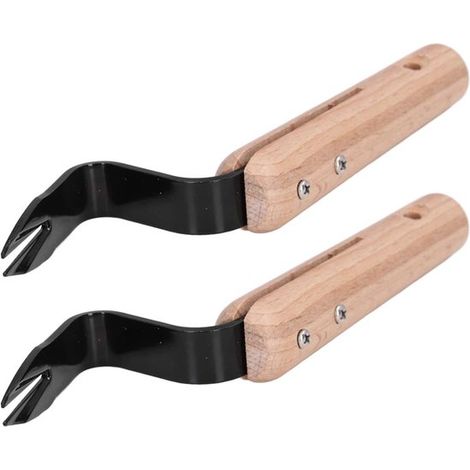 2 piezas de extractor de maleza manual con cabeza bifurcada y mango de madera, pala para eliminar maleza, utensilios de plantación (1/5)