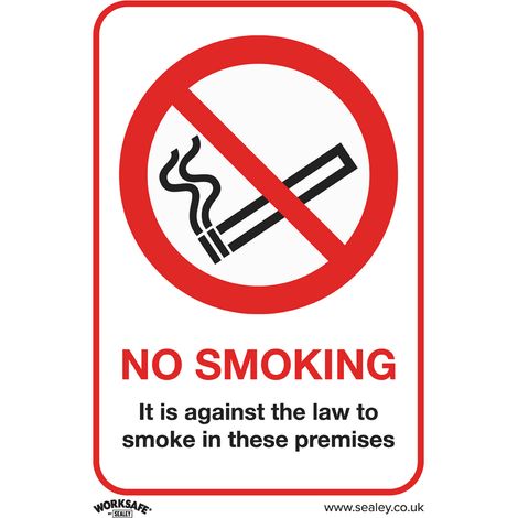 Sealey SS12V1 Worksafe® No Smoking On Premises Safety Sign - Self-Adhesive Vinyl