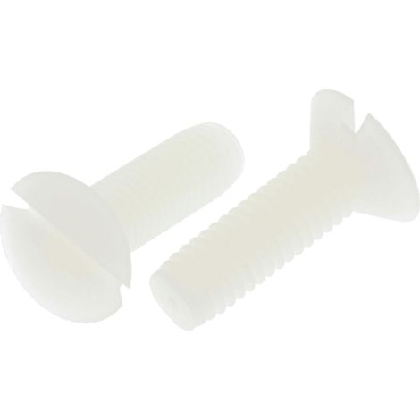 Vis à métaux RS PRO M6 à tête Fraisée fendue en Nylon, 20mm ( Prix pour Sachet de 100 )
