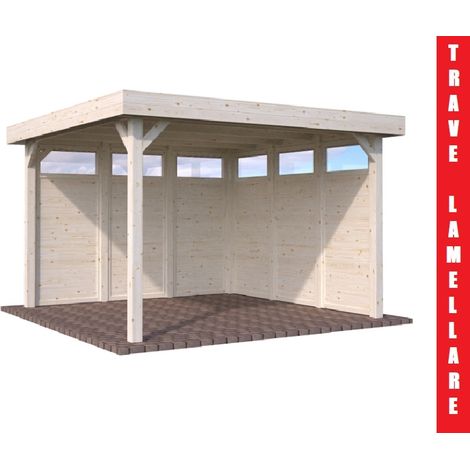 Gazebo da Giardino in Legno Lamellare d'Abete Nordico - cm 350X350cm - Italfromgiard5 (1/3)